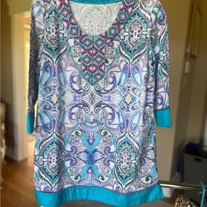 Robert Graham Women's Multicolor Beaded Patterned Top